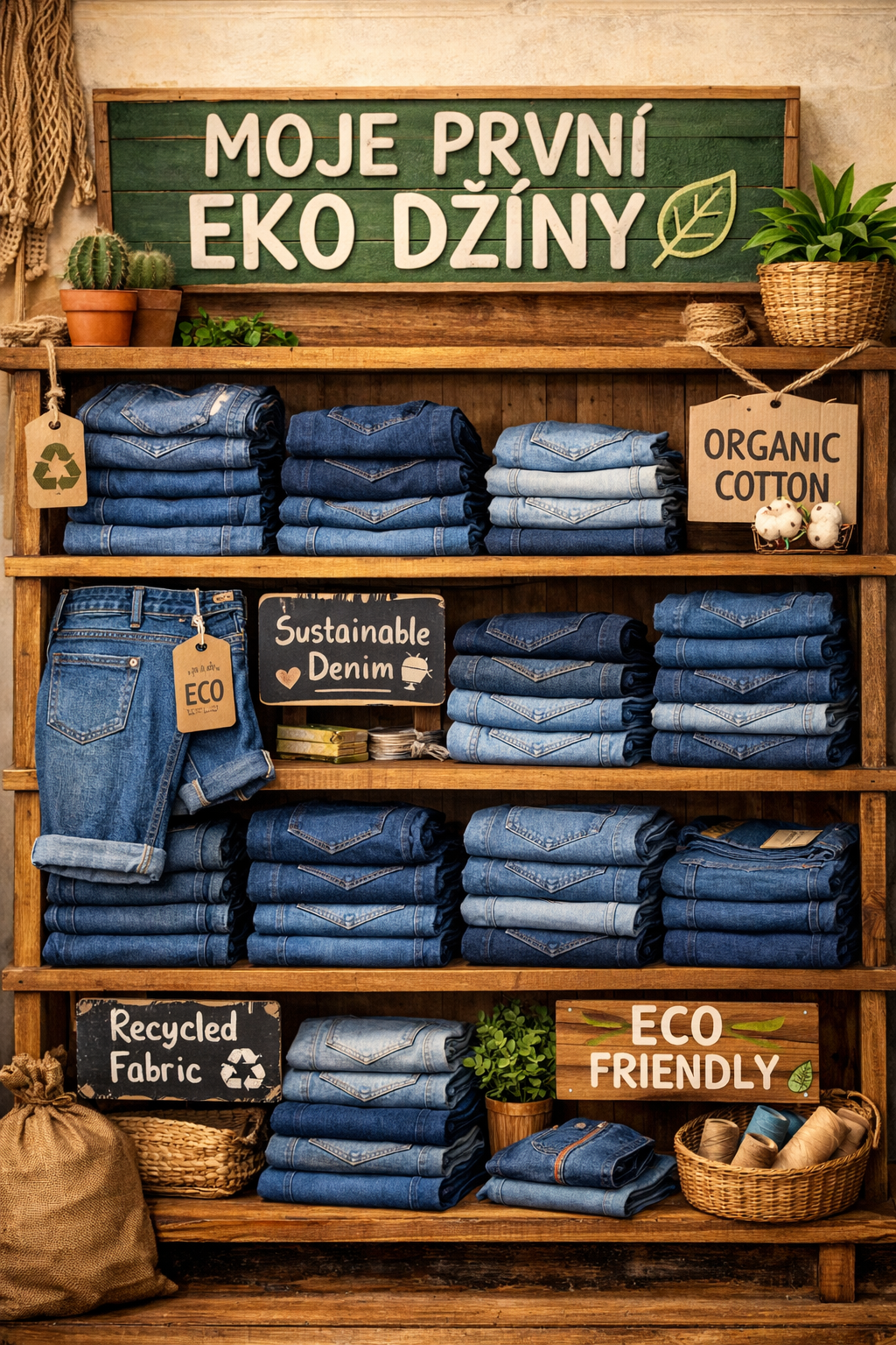 Co je na těch džínech EKO? Však je to plachta, jak na dvoje.